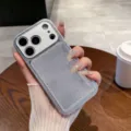 Silver Glitter Phone Case with Card Holder Compatible with iPhone Pro Protective Cover - Silver - Horizontal Card Slot
