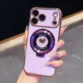 Galvaniserende paarse telefoonhoes met ringstandaard voor iPhone 17Pro bescherming. - iPhone 17 Promax / Paars