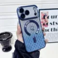 Gradient glitter magnetic phone case for iPhone with heart pattern and lens cover. - Gradient Blue (Glitter + Lens Film) / iPhone 11