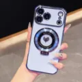 Galvanized telefoonhoesje met ringstandaard en hartontwerp voor iPhone 17 Pro stijl. - iPhone 17 Promax / Sierra Blauw