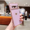 Google Pixel phone case, purple soft silicone with gold plating and cute heart design variant. - Lavender / Pixel 10PRO XL