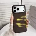 Thermal color changing phone case for iPhone, stylish hard back cover with precise cutouts. - Deep Brown / iPhone 17