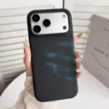 Close-up detail of the thermal color-changing phone case showing texture and color effect. - Black Blue / iPhone 17