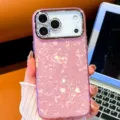 Pink shell texture electroplated phone case compatible with iPhone, durable drop protection cover. - Shell Pink