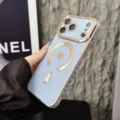 MagSafe Electroplated Phone Case for iPhone, Light Blue Cover with Gold Magnetic Ring - Sierra Blue / iPhone 11