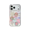 Clear glitter phone case with cute colorful buttons, flowers and hearts for iPhone models. - iPhone 11