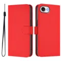 Rode lederen portemonnee telefoonhoesje met kaartsleuven, handige magneetsluiting en polsband. - Compatibel Model (iphone SE4) / Rood