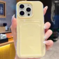 Yellow card slot phone case transparent cover compatible with iPhone models, durable and stylish. - iPhone 16e / Light Yellow
