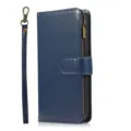 Blauwe lederen flip portemonnee telefoonhoesje met ritsvak en afneembare band voor mobiel. - Blauw / iPhone 13 Pro Max