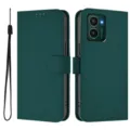 Donkergroene PU lederen portemonnee hoesje met polsbandje voor Nokia HMD Pulse PRO. - Donkergroen