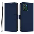 Donkerblauwe lederen portemonnee telefoonhoesje met koord magnetische flip cover bescherming. - Marineblauw
