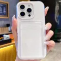 Transparant hoesje met kaartsleuf in snoepkleur voor iPhone, stijlvolle en praktische bescherming. - iPhone 16e / Wit