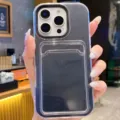 Transparant telefoonhoesje met kaartsleuf compatibel met Apple iPhone beschermer - iPhone 16e / Zwart