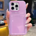 Snoepkleur kaartsleuf telefoonhoesje voor iPhone 16 Pro Max 15 13 paarse transparante - iPhone 16e / Paars