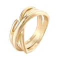 Bague enveloppante multi-brins en acier titane plaqué or, bijoux français chic et élégants. - Taille 6 / Triple Couche Étroite