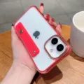 Electroplated acrylic phone case with wrist strap for iPhone 15 pink protective cover - iPhone 16 SE / Rose Red