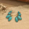 Bohemian vintage turquoise earrings, retro geometric gemstone ear studs for women daily wear. - Gradient Geometric Inlaid Turquoise Style (A23-813)
