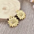 Vintage gold-toned sunflower dangle earrings for women bohemian style fashion jewelry drop - Bronze Style (A24-264R E2-F3)