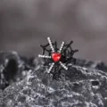 Halloween black spider web heart rhinestone ring gothic cool punk style statement jewelry - Red Heart Spider Web Style (D24-040R)