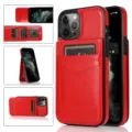 Rode lederen telefoonhoesje met kaarthouder flip wallet standfunctie beschermingshoes - iPhone 11 6.1 / Rood