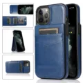 Blauwe lederen portemonnee telefoonhoesje met kaartsleuven en standaard voor iPhone, flipcase. - iPhone 11 6.1 / Blauw
