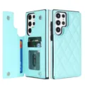 Funda de cuero acolchado verde menta con tarjeteros y cierre de doble botón a presión. - Para Modelo Samsung A54 5G / Verde menta