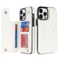 Fundas de piel acolchada blanca para teléfono con ranuras para tarjetas y tarjetero. - Compatible con S25 / Blanco