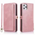 Dettaglio custodia a portafoglio in pelle rosa con cinturino rimovibile e chiusura magnetica. - Rosa intenso