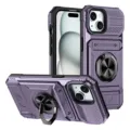 Fundas protectora morada con cubierta de cámara tarjetero y soporte de anillo para iPhone 16 Pro Max. - Púrpura / iPhone 16e
