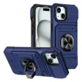 Funda de teléfono resistente para iPhone con tarjetero y anillo, carcasa protectora. - Azul / iPhone 16e