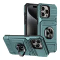 Funda de teléfono protectora pesada verde azulado con soporte de anillo iPhone 16 Pro - Verde / iPhone 16e