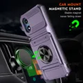 Rugged phone case with magnetic ring stand and camera cover for secure car mount use and drop protection. - Purple / MOTO G 5G 2024