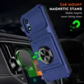 Rugged phone case with ring holder and magnetic car mount compatibility for daily protection. - Blue
