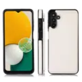 White and black leather phone case with card slot compatible with Samsung Galaxy series. - S25Ultra / White