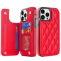 Funda de cuero rojo acolchado con tarjetero y cierre magnético para Samsung S24 - Compatible con S25 / Rojo