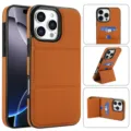 Funda de cuero marron para movil con tarjetero y soporte, estuche de cartera delgado. - Marrón
