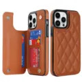 Funda de cuero acolchado marrón para teléfono con tarjetero tipo cartera con solapa. - Compatible con S25 / Marrón