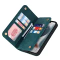 Prasini dermatini thiki portofoliou tilefonou me thikes karton kai magnitiko kleisimo. - Για iPhone16 Συμβατό με MagSafe / Μπλε
