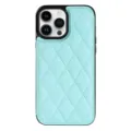 Luxury quilted leather phone case with card slot for iPhone, elegant diamond pattern cover. - Sky Blue / iPhone16