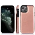 Funda de cuero para teléfono con solapa y tapa de billetera magnética con ranuras - S25 / Rosa oro