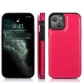 Funda de teléfono tipo cartera de cuero rosa con vistas frontal, lateral y posterior. - S25 / Rojo Ataque