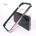 Pink metal bumper phone case for iPhone, lightweight aluminum frame protective cover stylish. - Pink