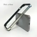Metal bumper phone case for iPhone, lightweight aluminum frame with silicone protection. - Light Yellow