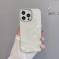 Electroplated shell texture heart phone case, stylish iridescent design compatible with Apple. - iphone15promax / Electroplated Shell Texture Heart