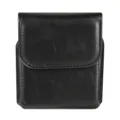 Black leather foldable screen phone waist bag, belt pouch holster for flip smartphones. - One Size / Black