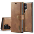 Samsung Galaxy S23 Ultra lederen portemonnee hoesje, bruine 2-in-1 magnetische telefoonhoes. - Portemonnee / S25 ULTRA / Bruin