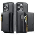 Zwarte lederen magnetische telefoonhoes met afneembare rits kaarthouder portemonnee. - M5 Combo Set (IP16 Pro Max) / Zwart