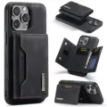 Afneembare magnetische lederen telefoonhoes met kaarthouder en stand voor iPhone Pro Max serie - Combinatie Zwart / iPhone 16 Pro Max