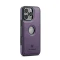 Paarse lederen magnetische telefoonhoes voor iPhone, draadloos opladen compatibele kaarthouder. - Enkele Achterkant Hoesje (IP16 Pro Max) / Paars