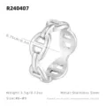 Bague chaîne en acier inoxydable anneau géométrique minimaliste bijou mode taille six-neun - US 6 / Acier